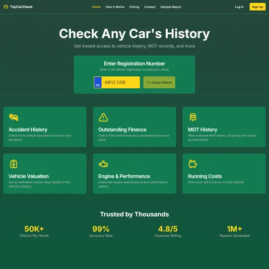 Car History Reports Website